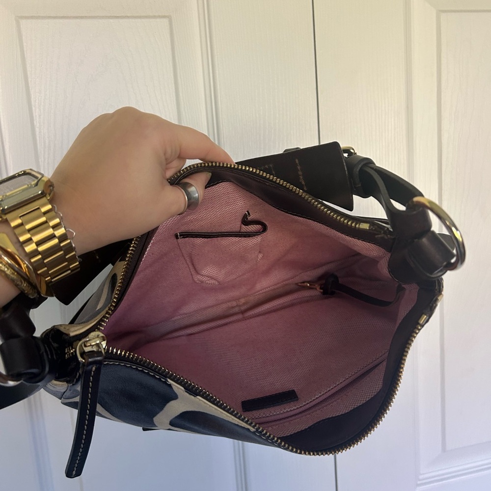 Dooney & Bourke Giraffe Pattern Shoulder Bag - Black and Brown - Picture 3 of 6